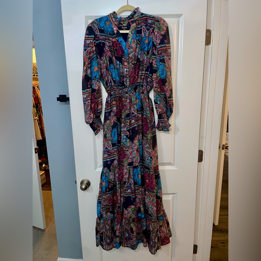 Fate Vibrant Long Sleeve Maxi Dress